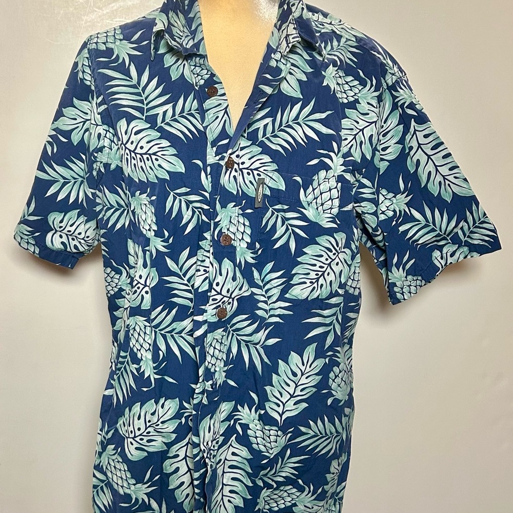 Go Barefoot Tropical Blue Leaf Print Men's Shirt